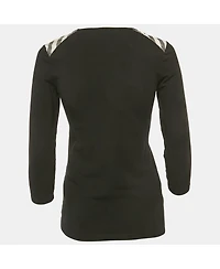 Pre-Owned Burberry Women's Black Checks Trim Jersey Long Sleeve T-Shirt