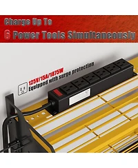 Hausource 32" Wall Mount Tool Organizer 4 Layers Garage Storage Racks with 8 Drill Holders, Power Adapter for Home Organization