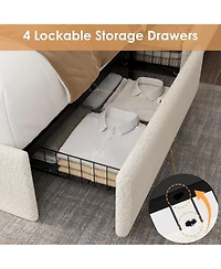 gaomon Bed Frame with 4 Storage Drawers & Storage Headboard, Platform Bed Frame with Charging Station, Usb Ports and Led Light