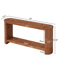 Tribesigns 63" Solid Wood Console Table, Farmhouse 2-Tier Narrow Long Sofa Entryway Table, Easy Assembly