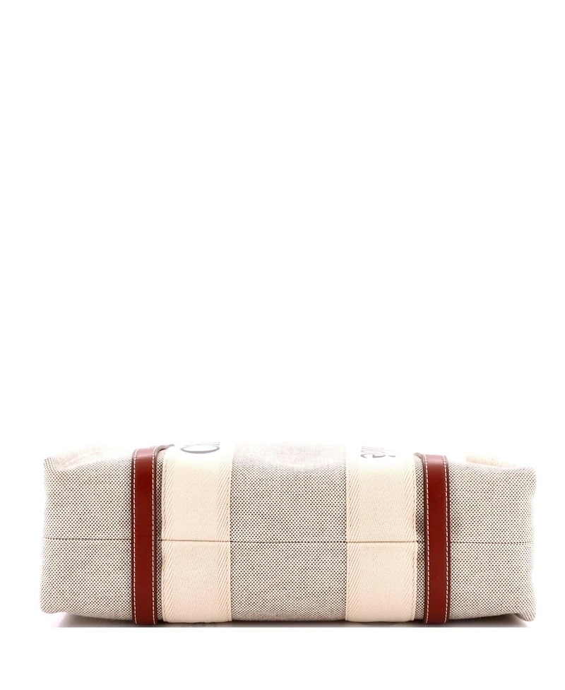 Pre-Owned Chloe Medium Woody Tote Canvas with Leather