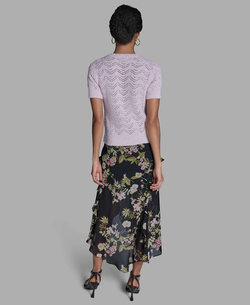 Bcbg Women's Crewneck Oversized Zig Zag Sweater