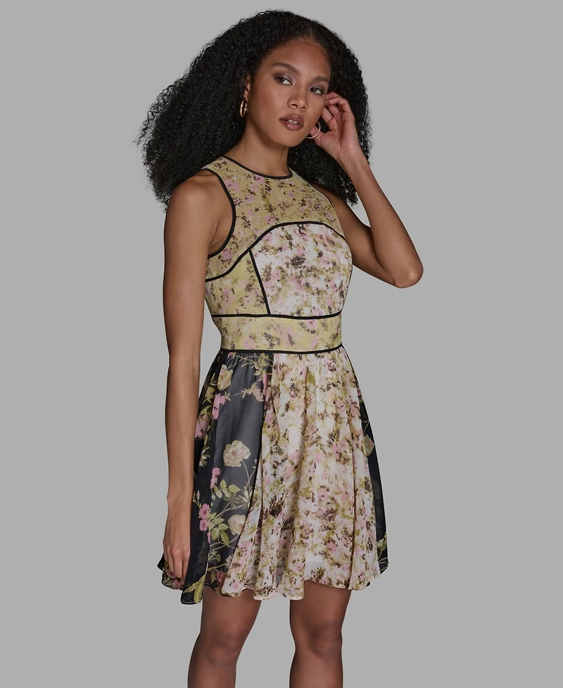 Bcbg Women's Crewneck Mix Print Mini Dress