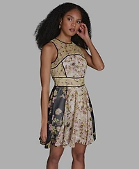 Bcbg Women's Crewneck Mix Print Mini Dress