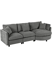Streamdale Furniture 105" Chenille 3-Piece Sectional Sofa w/ Curved Chaise & 3 Pillows