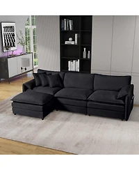 Streamdale Furniture Chenille Modular Sectional Sofa with Ottoman