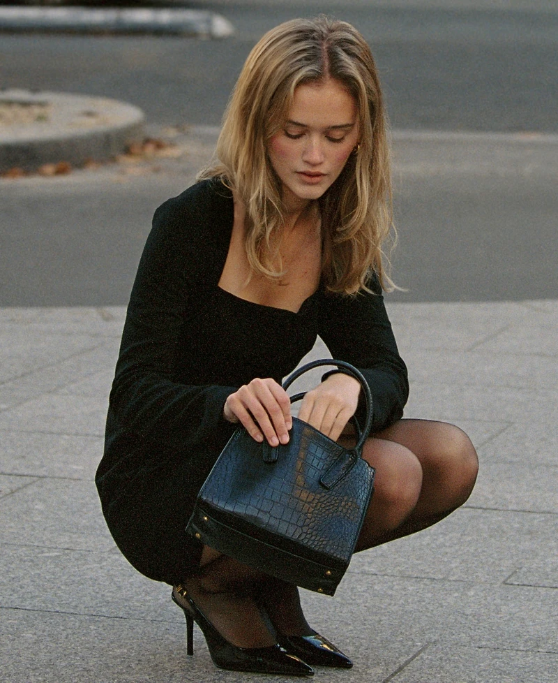 Fcuk Women's Whisper Square Neck Long-Sleeve Mini Dress