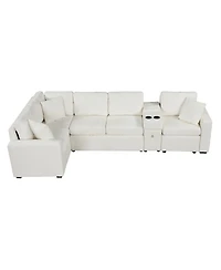 Streamdale Furniture L-shaped Convertible Sofa Bed Modular Sectional with Pull-Out Bed