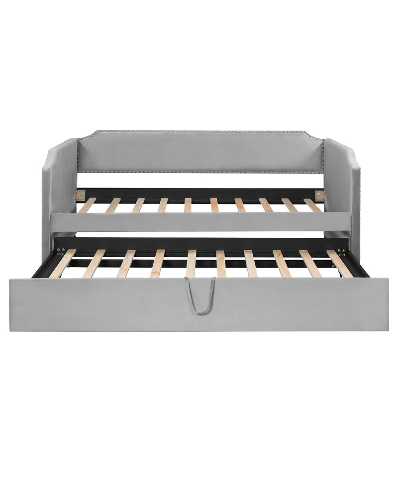 Streamdale Furniture Twin Velvet Upholstered Daybed with Pop Up Trundle