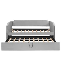 Streamdale Furniture Twin Velvet Upholstered Daybed with Pop Up Trundle