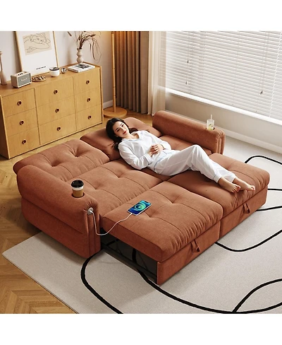 Streamdale Furniture Multi-functional 80.4" Chenille convertible sofa bed for living rooms/bedrooms.