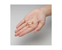 Rachel Glauber Timeless Clear Cz Chic Geometric Band Ring Two-Toned Gold Plated