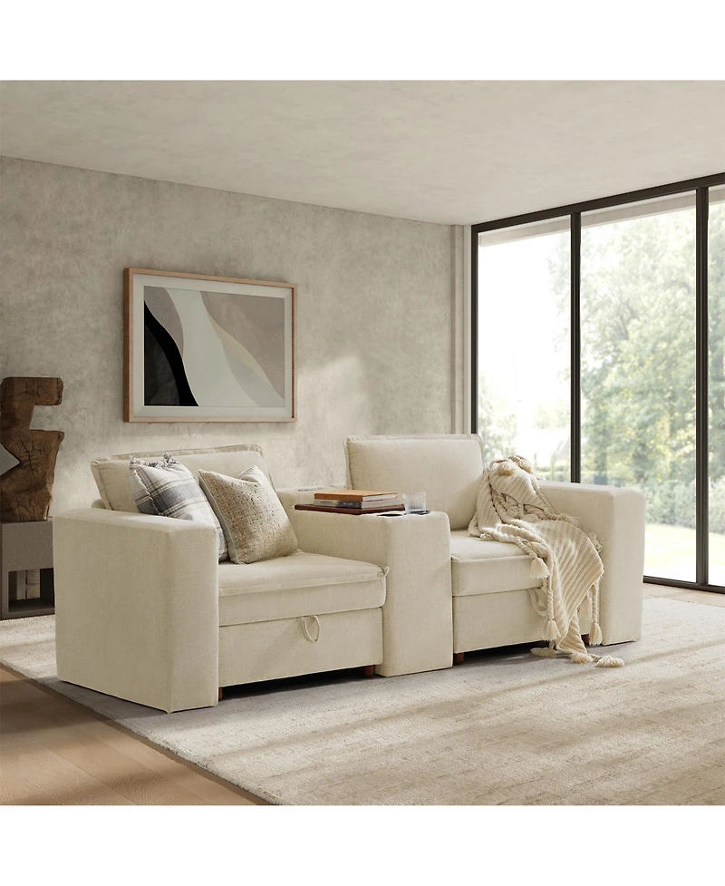 Hulala Home Buelow 88” Modern Storage Sofa With Charging Station And Middle Compartment