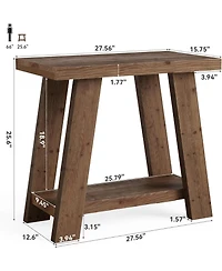 Tribesigns Solid Wood End Table, Small Side Table with 2-Tier Storage Shelf for Living Room, Rectangular Side Table