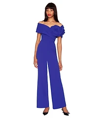 White Tie by Shani Women's Floral Applique Off-The-Shoulder Jumpsuit