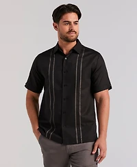 Cubavera Men's Short Sleeve Panel Button-Front Linen Camp Shirt