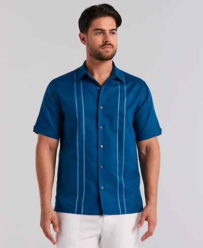 Cubavera Men's Short Sleeve Panel Button-Front Linen Camp Shirt