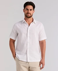 Cubavera Men's Short Sleeve Panel Button-Front Linen Camp Shirt