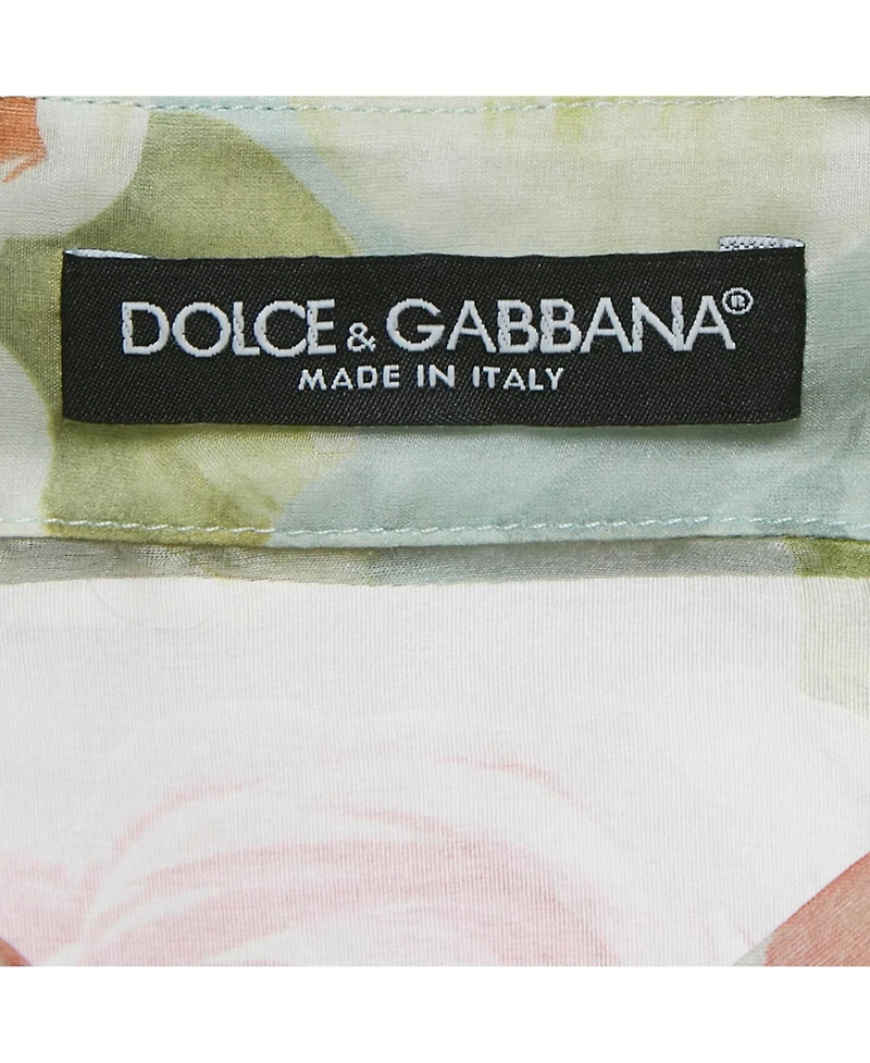 Pre-Owned Dolce & Gabbana Women's Light Green Floral Printed Silk Shirt