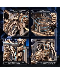 Robotime 3D Puzzles for Adults, Model Kits Marble Spaceport, Marble Run Brain Teaser Wooden Puzzles Building Toy, Desk Decor Creative Birthday Gifts