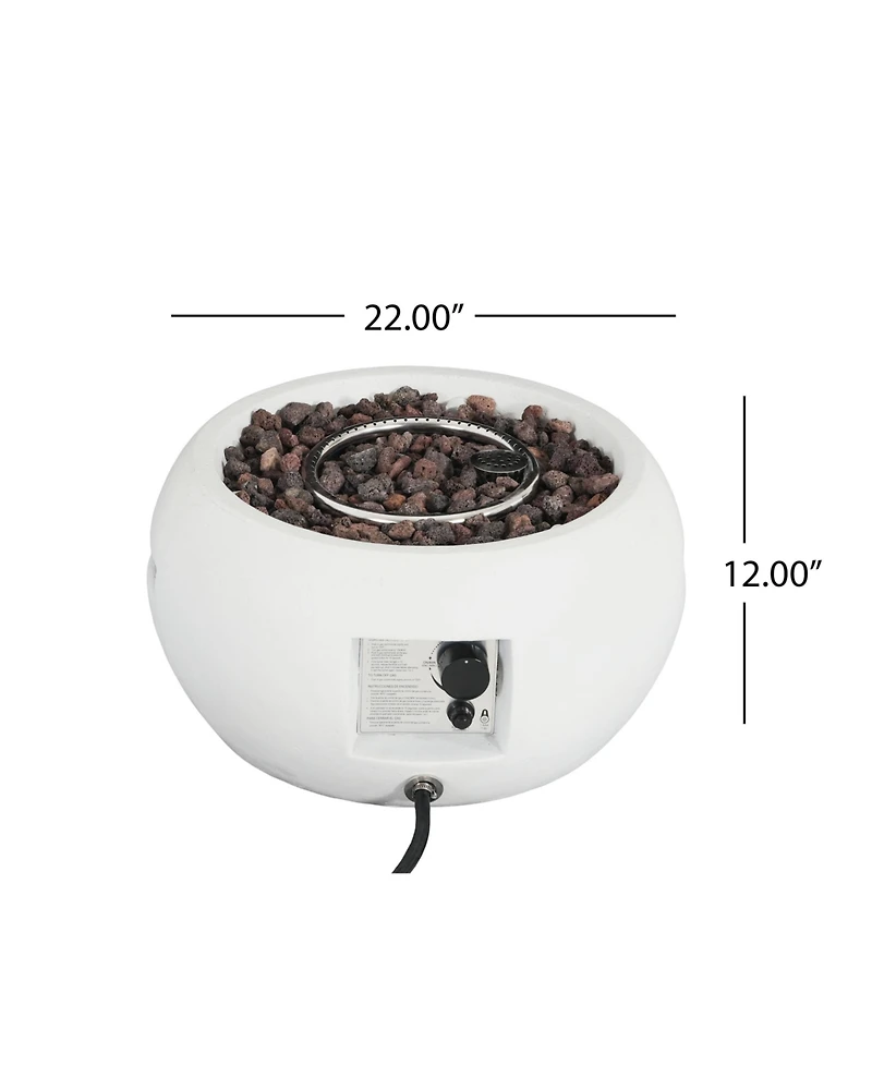 Flynama 40000 Btu Patio Mgo Propane Fire Pit White Round Design Adjustable Flame No Assembly Required