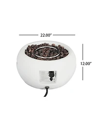 Flynama 40000 Btu Patio Mgo Propane Fire Pit White Round Design Adjustable Flame No Assembly Required