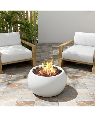 Flynama 40000 Btu Patio Mgo Propane Fire Pit White Round Design Adjustable Flame No Assembly Required