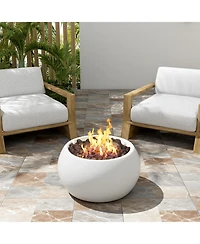 Flynama 40000 Btu Patio Mgo Propane Fire Pit White Round Design Adjustable Flame No Assembly Required