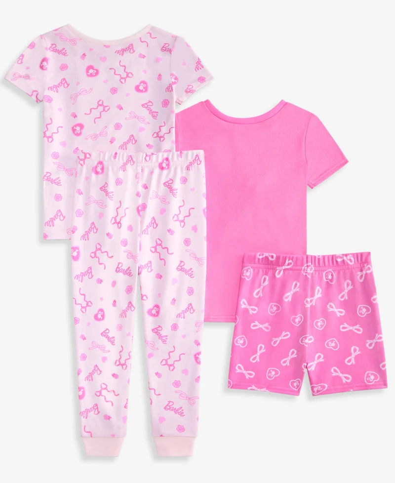 Barbie Toddler Girls' 2T-5T Hacci Pajamas, 4-Piece Set