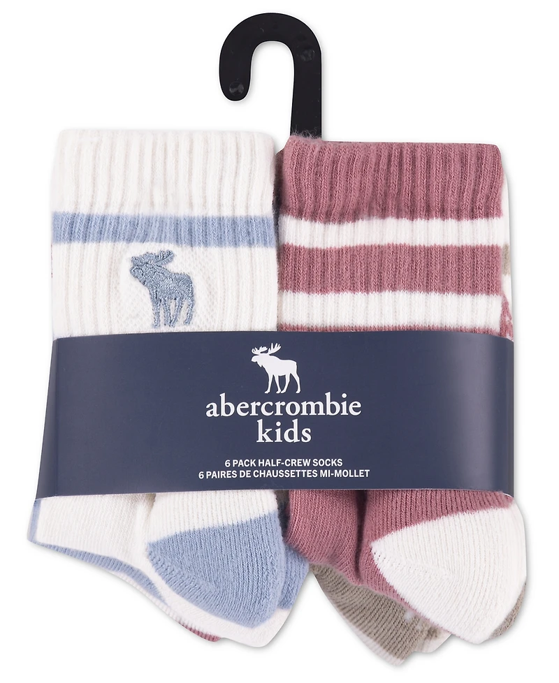 abercrombie kids Boys' or Girls' 5-11 Half Crew Socks, 6-Pack