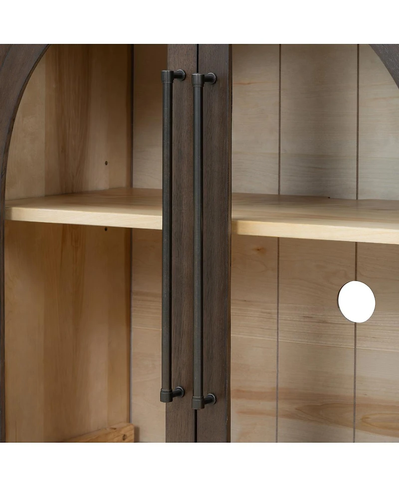 Streamdale Furniture Espresso 4-Door Large Storage Sideboard Buffet Cabinet with Glass Doors