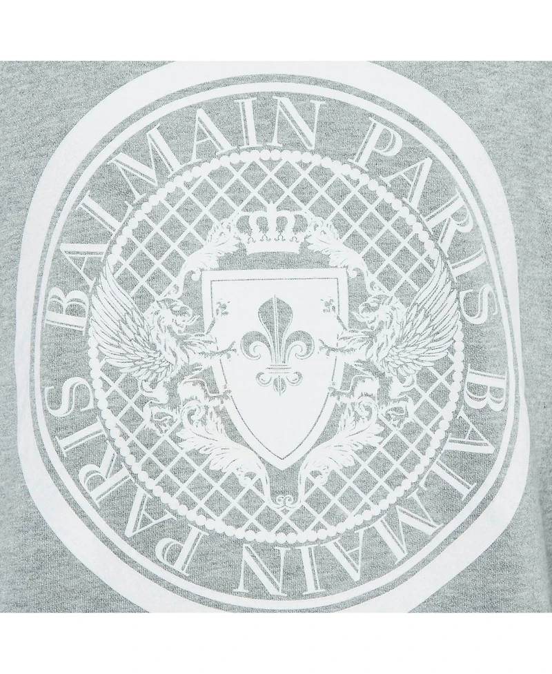 Pre-Owned Balmain Men's Grey Printed Cotton Crewneck Sweatshirt