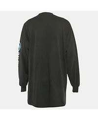 Pre-Owned Balenciaga Men's Black Logo Printed Cotton Distressed Sweatshirt