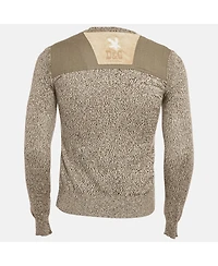 Pre-Owned Dolce & Gabbana Men's Grey Knit Panel Detail V-Neck Long Sleeve Sweater