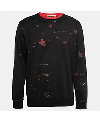 Pre-Owned Givenchy Men's Black Distressed Cotton Crewneck Sweatshirt