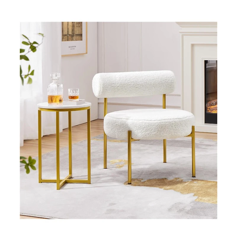 Yaheetech Boucle Accent Chair Side Chair with Gold Metal Legs