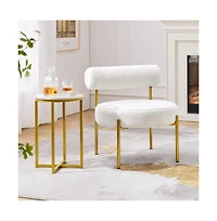 Yaheetech Boucle Accent Chair Side Chair with Gold Metal Legs