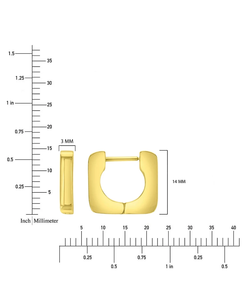 Roxy Waterproof Yellow 14mm Hollow Rounded Circle Square Huggie Earrings