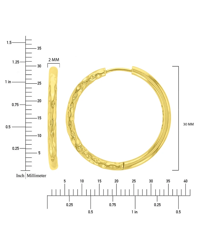 Roxy Waterproof Yellow 30mm Half Textured Hoop Earrings