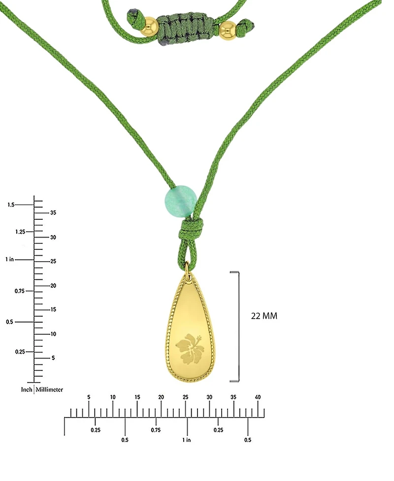 Roxy Waterproof Yellow Hibiscus Green Aventurine Adjustable Necklace