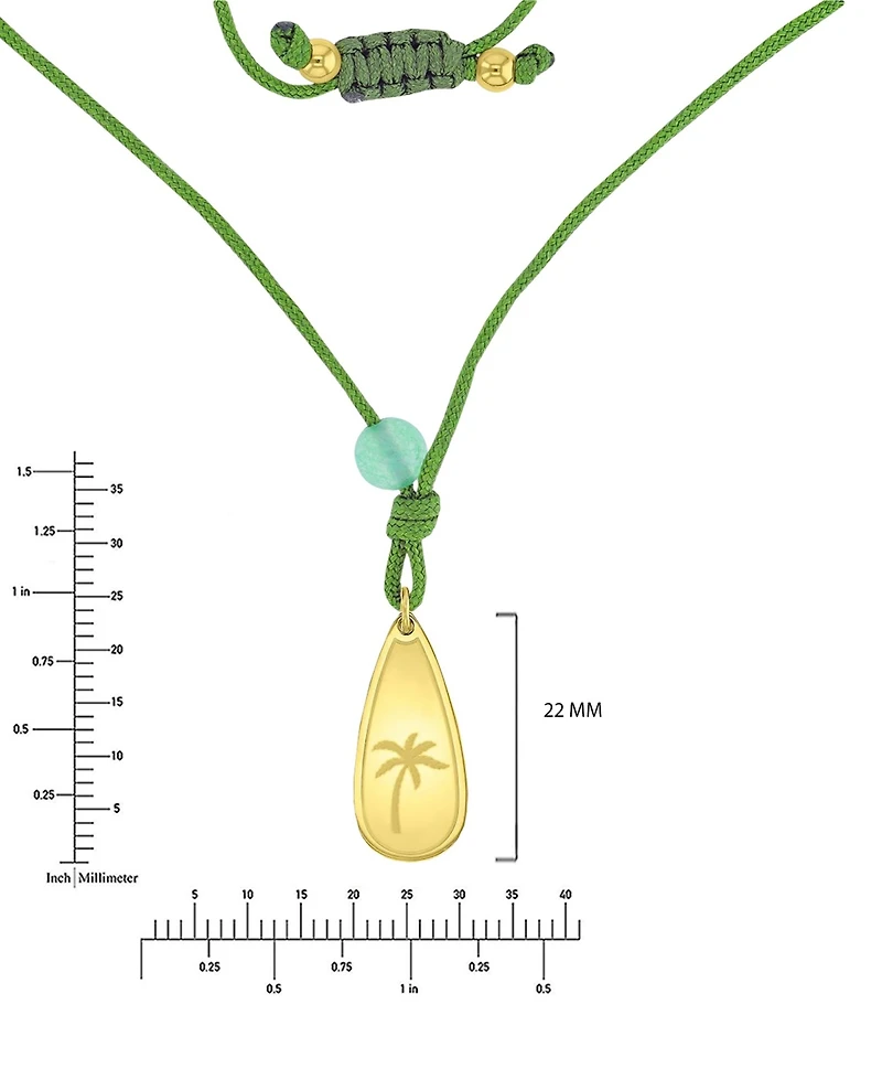Roxy Waterproof Yellow Palm Tree Green Aventurine Adjustable Necklace