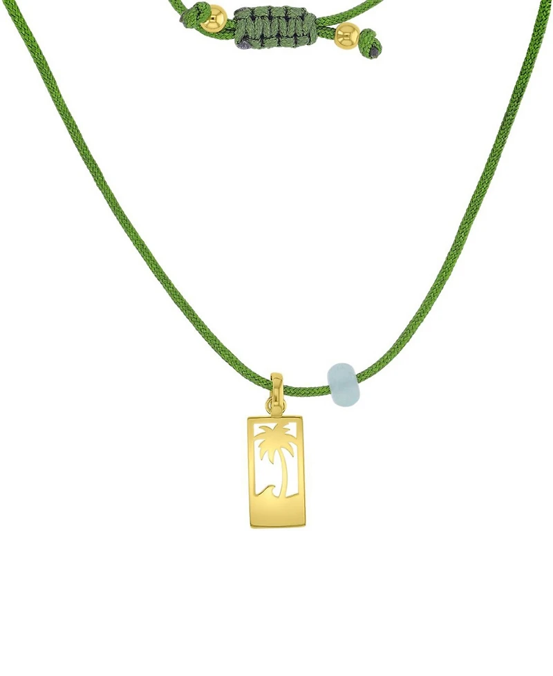 Roxy Waterproof Yellow Palm Tree Green Aventurine Adjustable Necklace
