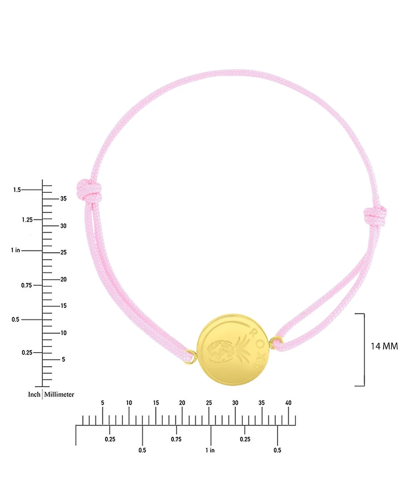 Roxy Waterproof Yellow Heart Pineapple Rd Charm Adjustable Bracelet
