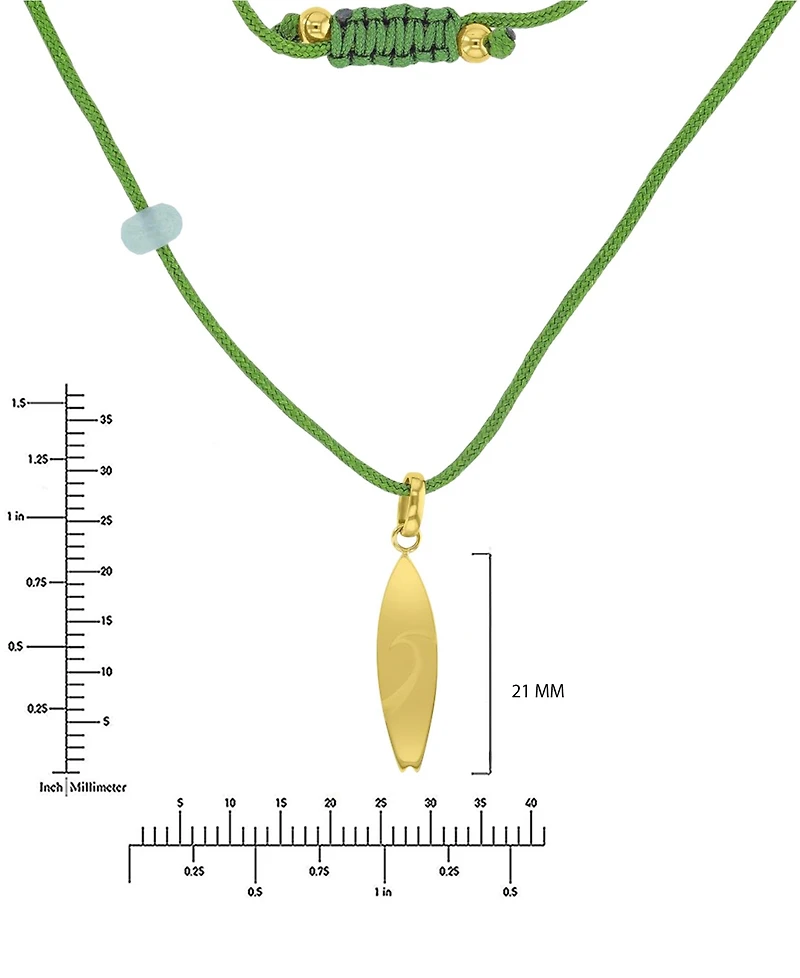 Roxy Waterproof Yellow Surfboard Green Aventurine Adjustable Necklace