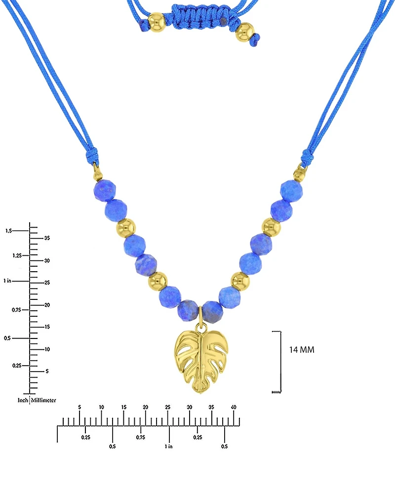 Roxy Waterproof Yellow Palm Leaf Labradorite Adjustable Necklace