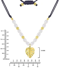 Roxy Waterproof Yellow Palm Leaf Pearl Adjustable Necklace