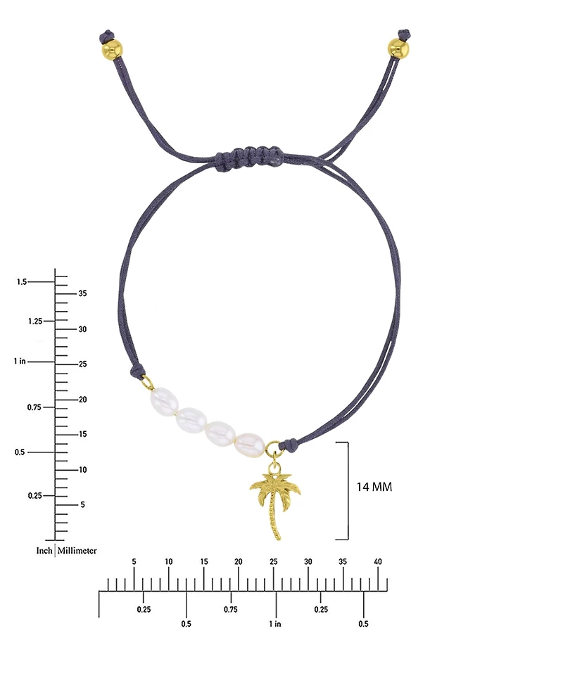 Roxy Waterproof Yellow Palm Tree Pearl Adjustable Bracelet