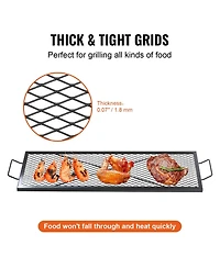 Ecooso 44" Rectangle X-Marks Fire Pit Grill Grate, Heavy Duty Steel Cooking Grate with Handle and Support X Wire, Black