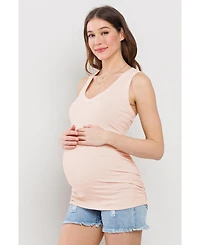 Hello Miz Maternity Side Ruched Ribbed Tank Top