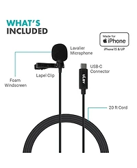 Movo uLav-l Digital Lavalier Omnidirectional Clip on Microphone with Usb-c Connector